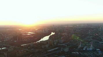 Aerial view of a megalopolis in the early morning video