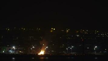 Bonfire on waterfront at San Juan Festival in Lanzarote video