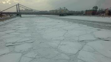 Ice drift on a megapolis river video