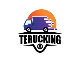 Modern abstract semi truck logo template vector