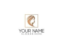 hairdresser, woman, beauty salon logo design with business card template. vector