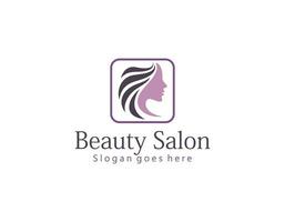 Beauty salon logo.Elegant makeup woman face and wordmark isolated on light fund.Profile view lady portrait.Pink lipstick and long eyelashes.Cosmetics and spa business.Calligraphy style lettering. vector