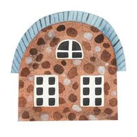 Cute hand drawn cartoon house. watercolor illustration vector