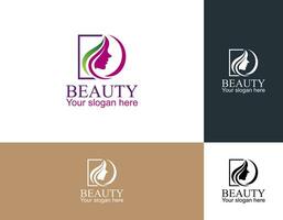 Beauty woman fashion logo. Golden Abstract vector template linear style on a black background