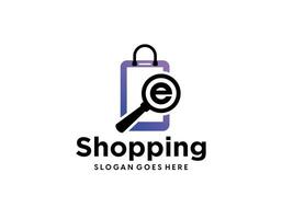 E-commerce shop logo design vector template, cart bag smile logo symbol icon template