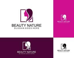 Woman beauty logo template with golden gradient emblem concept vector