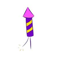 Color Rocket Fireworks Element in Doodle Style vector