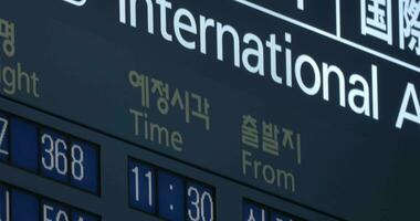 Flight timetable with internationals arrivals video