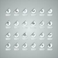 icon set CSR corporate social responsibility, sustainability, goals, market, ethics, resources, sincerity, long term. for company business infographic vector
