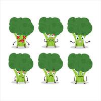 Brocoli cartoon in character with nope expression vector