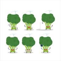 Cartoon character of brocoli with various chef emoticons vector