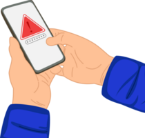 sistema avvertimento errore apparire e Manutenzione mostrando su smartphone schermo. sicurezza informatica vulnerabilità png