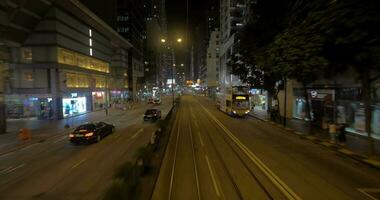 Aussicht zu Hong kong von ziehen um Doppeldecker Straßenbahn video