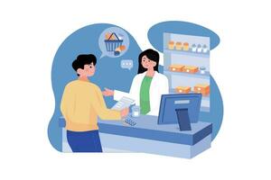 Customer Purchasing Medicine From The Pharmacy vector