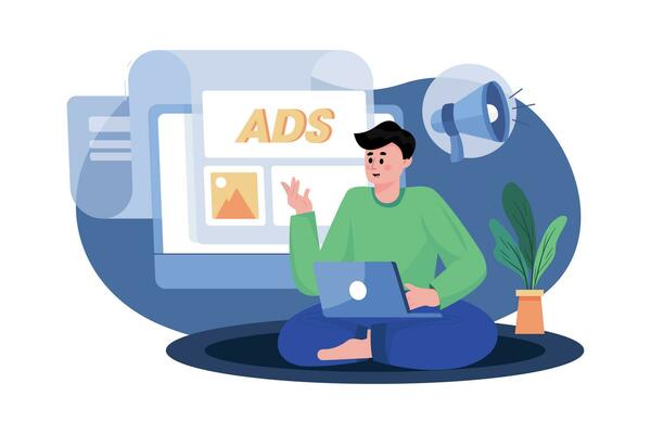 Marketing Employee Posting Ads Illustration