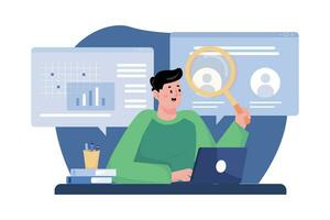 Man Searching For Marketing Agent Illustration vector