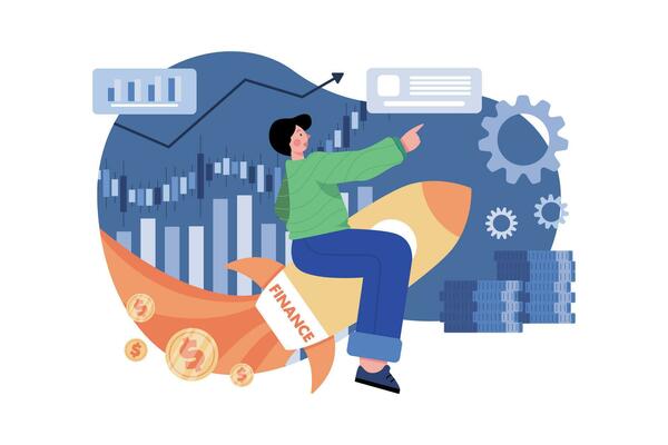 Finance Growth Illustration concept. A flat illustration isolated on white background