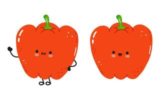 Red bell pepper character. Vector hand drawn cartoon kawaii character illustration icon. Isolated on white background. Red bell pepper character concept