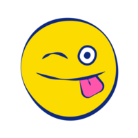 guiño grunge emoticones blanco contorno estilo png