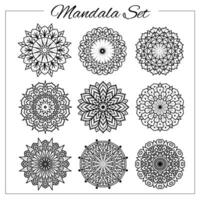 Set of  mandalas. Geometric circular ornament set. Isolated vector elaborate mandalas for coloring book printing, design, logo, yoga, indian and arabic prints. Oriental embellishment elements.