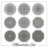 Set of  mandalas. Geometric circular ornament set. Isolated vector elaborate mandalas for coloring book printing, design, logo, yoga, indian and arabic prints. Oriental embellishment elements.