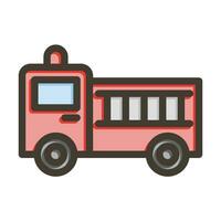 Fire Truck Vector Thick Line Filled Colors Icon For Personal And Commercial Use.