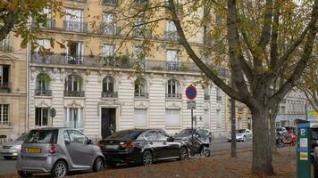 View to Paris street in autumn, France video