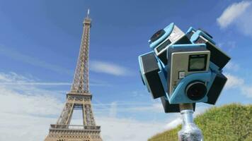 disparo 360 vr vídeo con el eiffel torre en París, Francia video