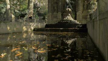 Medici Fountain in autumn Luxembourg Gardens video