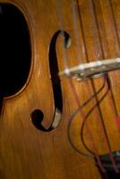 brown double bass musical instrument in forming a background photo