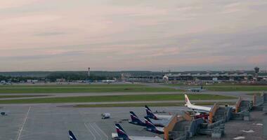 Timelapse of Sheremetyevo Airport routine from day till late evening, Moscow video