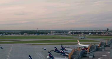 timelapse van sheremetyevo luchthaven routine- van dag tot laat avond, Moskou video