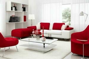 Modern living room design with comfortable sofa and elegant decoration photo