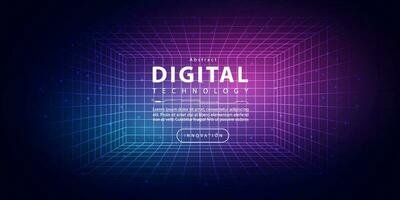 Digital technology metaverse neon blue pink background, cyber information, abstract speed connect communication, innovation future meta tech, internet network connection, Ai big data, illustration 3d vector