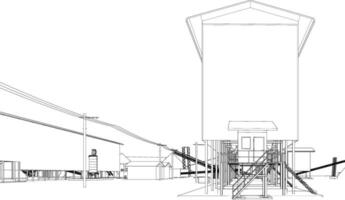 3d ilustración de industrial edificio vector