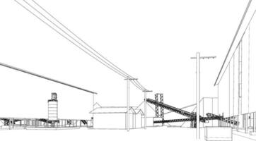 3d ilustración de industrial edificio vector