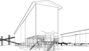 3D illustration of industrial building vector