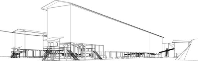 3d ilustración de industrial edificio vector