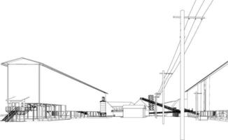 3D illustration of industrial building vector