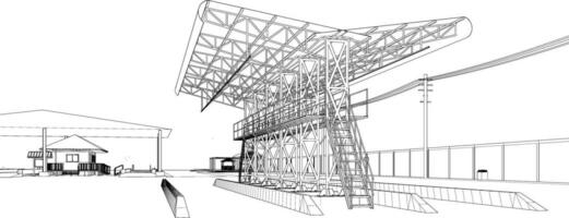 3d ilustración de industrial edificio vector