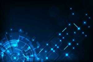 Vector circuit tech circle abstract futuristic technology modern with blue light background.