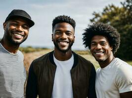 photo of group happy black strong man, generative AI