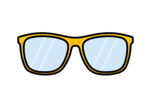 Summer Shiny Yellow Sun Glasses illustration. Summer glasses object icon concept. Summer fashion glasses for motorbike, fashion and traveling. png