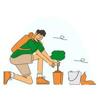 jardinería verde pulgar personaje ilustración vector