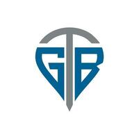 GTB letter logo. GTB creative monogram initials letter logo concept. GTB Unique modern flat abstract vector letter logo design.