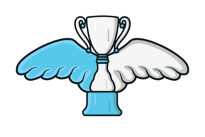 Flying Metal Trophy with Bird Wings illustration. png