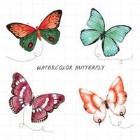 watercolor butterfly set, vector illustration