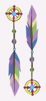 indian amulet, amulet of indians, amulet with feathers vector