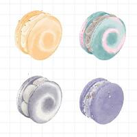 four different colored macarons are shown on a white background vector