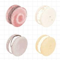 four different colored macarons are shown on a white background vector